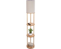 Vloerlamp woonkamer - 180 cm - hout - natuur-wit