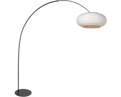 Vloerlamp - zwart - Curve - elektronica linnen metaal - booglamp - E27 - 4642ZW - Anne Lighting