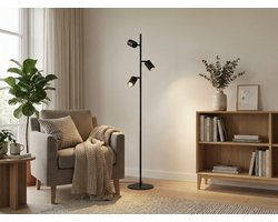 Vloerlamp zwart met 3 spots - gu10 - 150cm