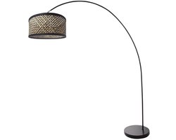 Vloerlampen Solva 3739ZW trendy zwart bamboe en metaal 185 cm hoogte en 165 cm reikwijdte voor binnengebruik - Mexlite