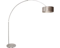 Vloerlampen Staalkleurig met Metaal en Textiel, Modern, hoogte verstelbaar, Sparkled Light 8125ST, Steinhauer