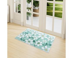 Vloermat binnen machinewasbaar - antislip & absorberend - laag profiel voor voordeur, keuken & huisdieren - 50x80 cm - groen