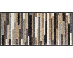 Vloermat - Deurmat - Vuil Vangen - Wasbaar tot 60°C - 35x75cm - Naturel Strepen