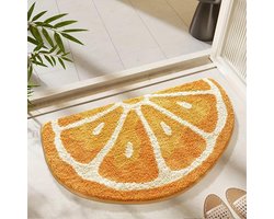 Vloermat - Tapijt - Badkamermat in de vorm van fruit - Leuk badkamerkleed - Absorberende mat - Antislipmat - Zachte mat - Sneldrogende mat - voor kinderkamers, badkamers of woonkamers - 40x60cm - Oranje patroonmat - Oranje