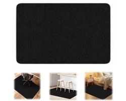 Vloermat – Vloerkleed voor werkkamer – Antislipmat voor bureaustoelen – Beschermmat voor harde vloeren – Bureaustoelmat – Vierkante mat voor onder het bureau – Opvouwbaar – Geschikt voor hout, tegels, laminaat (120 x 90 cm – Zwart)