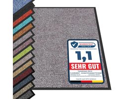 Vloermat voor Binnen en Buiten - Vuilafwerende Deurmat van Vinyl en Polyamide in Meerdere Maten - Grijs - 90 x 120 cm
