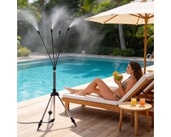 Vloersproeier, terraskoeling, waternevel, terraskoeling, met 8 m waterslang, draagbaar sproeisysteem voor terras, tuin en buiten