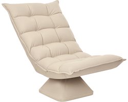 Vloerstoel 360° draaibaar - 5-voudig verstelbaar - verstelbare rugleuning - beige - Vloerstoel met rugleuning - vloerbank - meditatiestoel - gestoffeerd - lazy bank - woonkamer - gaming - lezen - Linnenstof