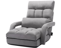 Vloerstoel - Fauteuil Zonder Poten - Ontspannen Zitten - 5 Posities Verstelbaar - 2'1" x 2' x 2'3" - Grijs