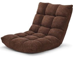 vloerstoel, Floor Chair kleurecht, meditatiestoel opvouwbaar, vloersofa met instelbare rugleuning, 18 faule sofa (bruin)