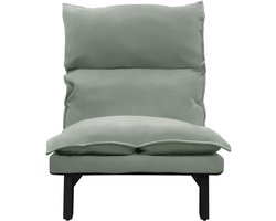 Vloerstoel grijsgroen Vloerstoel gestoffeerd verstelbare rugleuning linnen bekleding robuust stalen frame ML design