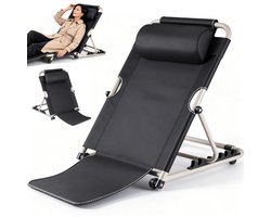 Vloerstoel Inklapbaar met Rugleuning - Opvouwbare Strandstoel - Campingstoel - Loungestoel - Verstelbaar - Afneembare Hoofdsteun - 90x50x50 cm - Vouwstoel Draagbare - Thuis & Buiten - Voor Lezen & Gamen & Ontspannen