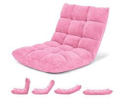 Vloerstoel met rugsteun in roze - Verstelbare klapstoel voor volwassenen