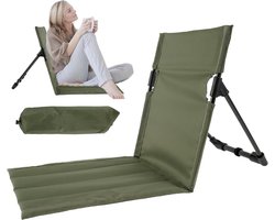 Vloerstoel met rugsteun - Strandstoel opvouwbaar - Comfortabel relaxen - Ergonomisch kantelhoekontwerp - 39 x 37 x 42 cm - Groen