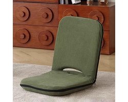 Vloerstoel met rugsteun - Zitstoel verstelbaar - Ontspannen in huis - 5 standen verstelbaar - 45x50x52cm - Groen