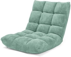 Vloerstoel met verstelbare rugleuning, gevoerd vloerkussen, opvouwbaar vloerkussen, meditatiestoel, relaxstoel, Thais kussen voor ontspanning, meditatie en yoga (blauw)