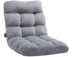 Vloerstoel - Relaxstoel met 14 Verstelbare Posities - Rugleuning - Gerecycled Schuim - Ideaal voor Lezen en Slapen - Grijs