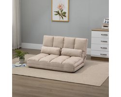 Vloerstol – Vloerstoel – Zitstoel – Ligstoel – Slaapstoel – Verstelbare Rugleuning 3 Posities – Zacht Fluweel Beige