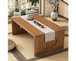 Vloertafel bamboe inklapbaar lage tafel Japans design met ruimtebesparend ontwerp draagbare campingtafel 80 cm
