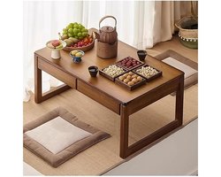 Vloertafel Hout Japanse Lage Salontafel – Opvouwbare Massief Houten Klaptafel – Theetafel & Laptoptafel – Minimalistisch Design – Voor Woonkamer, Eetkamer & Vloerzit – HomeByNicole