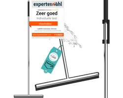 Vloertrekker Badkamer 128 cm | Vloerwisser met Steel, Roestvrij Staal, Hoogglans Gepolijst, met Siliconen Houder | Zonder Boren, Watertrekker douche met lip en greep van siliconen | Ergonomisch Vloerwisser Douche