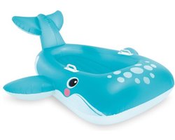 Vlot Walvis - Opblaasbare Walvis Boot - Met Handgrepen - Blauw - Vanaf 3 Jaar - 168 x 140 cm - Drijfmat - Opblaasbaar Luchtbed Voor In Het Water - Spelen In Het Water - Zwembad - Strand - Waterbed Voor Kinderen - Waterspeelgoed - Luchtmatras