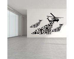 Vluchtplan Vliegtuig Sticker - Muurdecoratie Kunst - Kinderkamer Decoreren - Duurzaam Vinyl Materiaal - 30x46cm - Zwart