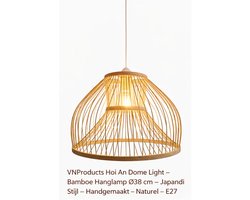 VNProducts Hoi An Dome Light – Bamboe Hanglamp Ø38 cm – Japandi Stijl – Handgemaakt – Naturel – E27