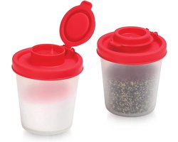 Vochtbestendige zout- en peperstrooier set, 2 stuks, middelgrote zoutstrooiers, geschikt voor kamperen, picknicks, buitenkeukens, lunchboxen, enz. Reis kruidenset, transparante, luchtdichte plastic bakjes met deksels.