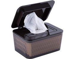 Vochtig Toiletpapier Houder - Doekjeshouder - Navulbaar - Zwart - Voor Babydoekjes & Tissues Billendoekjes Box - Vochtige Doekjes Dispenser - Reinigingsdoekjes Houder - Babyverzorging - Badkamer Organizer - Stofdicht - Transparante Tissuesdoos