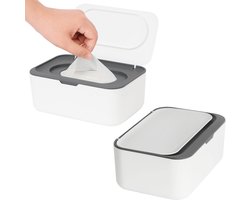 Vochtige doekjes dispenser - 2Stuks - Wipe box - Vochtig Toiletpapier Houder- Vochtige doekjes opbergdoo - Doekjes Dispenser - Veeghouder voor Baby & Volwassene - Navulbare Veeg Container - Houdt Doekjes Fris - Wit