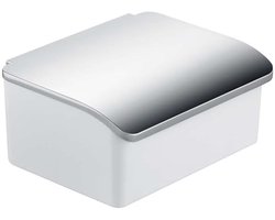 Vochtige papieren doos wandmontage - Porselein met verchroomd deksel - Modern design voor badkamer