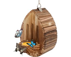Voederhuisje - Vlinderhuis - Hangende tuindecoratie voor buiten - Multifunctioneel insectenhuis - Ontworpen voor vlinders, motten, lieveheersbeestjes en andere nuttige insecten - Elegant ontwerp - Geschikt voor tuinen, balkons of terrassen - Bruin
