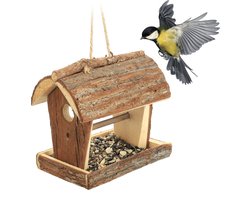 voedertafel voor tuinvogels - kleine vogels - 18 x 13,5 x 19,5 cm - hout