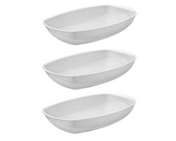 Voedsel Serveerschaal - 3x - wit - 19 x 28 cm - saladeschalen - serveerschalen - kommen - Keuken accessoires