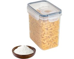 Voedselcontainers - Vacuüm verse opslag afgesloten potten - Herbruikbaar - Vershouddozen met deksels - Voor droog voedsel, granen, meel en suiker - 1,6L rechthoekig - 15*10,5*16,5 cm - Transparant