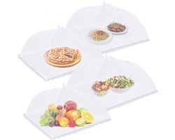 Voedselhoes - 4 stuks - 43×43cm - Pop-up gaas voedselhoes - Geschikt voor barbecues, buiten, feesten, picknicks en thuiskeukens - Wit