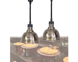 Voedselwarmer Hanglamp - Warmhoudlamp Buffet - Eten Warm Houden - Uitschuifbaar Ontwerp - 25 cm Diameter - Roestvrij Staal