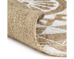 Voerkleed | Tapijt | Kleed handgemaakt met witte print 120 cm jute