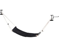 Voet hangmat onder bureau - verstelbare voetsteun sling met haken - draagbare bureau voetsteun voor vliegtuigreizen - thuis en kantoor - zwarte stijl 2