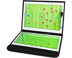 Voetbal coachbord - magnetisch tactiekbord - inklapbare clipboard met stift - voor trainers & teams - droog uitwisbaar - met ritstas - zwart - 1 stuk