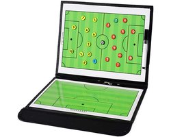 Voetbal coachbord - magnetisch tactiekbord - inklapbare clipboard met stift - voor trainers & teams - droog uitwisbaar - met ritstas - zwart - 1 stuk