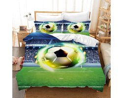 Voetbal Dekbedovertrek 220x240 cm Kinderen 2-persoons Beddengoed Set Microvezel