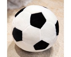 Voetbalkussen - 25 cm diameter - Pluche voetbal - Pop - Veilig en zacht sportspeelgoed, geschikt voor baby's, peuters, jongens en meisjes - Perfect voor op de bank en in de slaapkamer, een sportief cadeau voor voetbalfans - 1 stuk