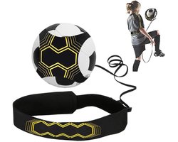 Voetbaltrainer voor één speler - Jongleerband voor voetbaltraining - Voetbaltrainingsset voor kinderen - Voetbaltrainer voor kinderen - Rebound jongleerband - Voetbaltrainer geschikt voor het oefenen van jongleren met één speler - Geel