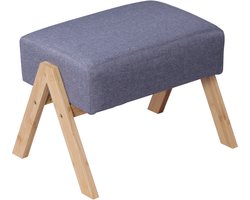 Voetenbank - 40x30x28 cm - grijs en naturel