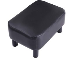 Voetenbank 42 cm, rechthoekige poef met houten poten, PU-lederen voetsteun, woonkamer en slaapkamer, zwart.