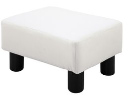 Voetenbank, decoratieve bank, zitbank, voetenbank, waterdicht ontwerp, gemakkelijk schoon te maken, geschikt voor studeerkamer, slaapkamer en hal, 40 x 30 x 24 cm, wit, synthetisch leer.