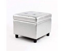 Voetenbank Gestoffeerd - Voetensteun Hout - Ontspannen Zitten - Compact en Licht - 45x45x32 cm - Bruin