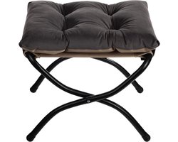 Voetenbank Kruk - Opvouwbare Poef - Extra Zitplaats - Afneembaar Kussen - 47x38x36 cm - Donkergrijs